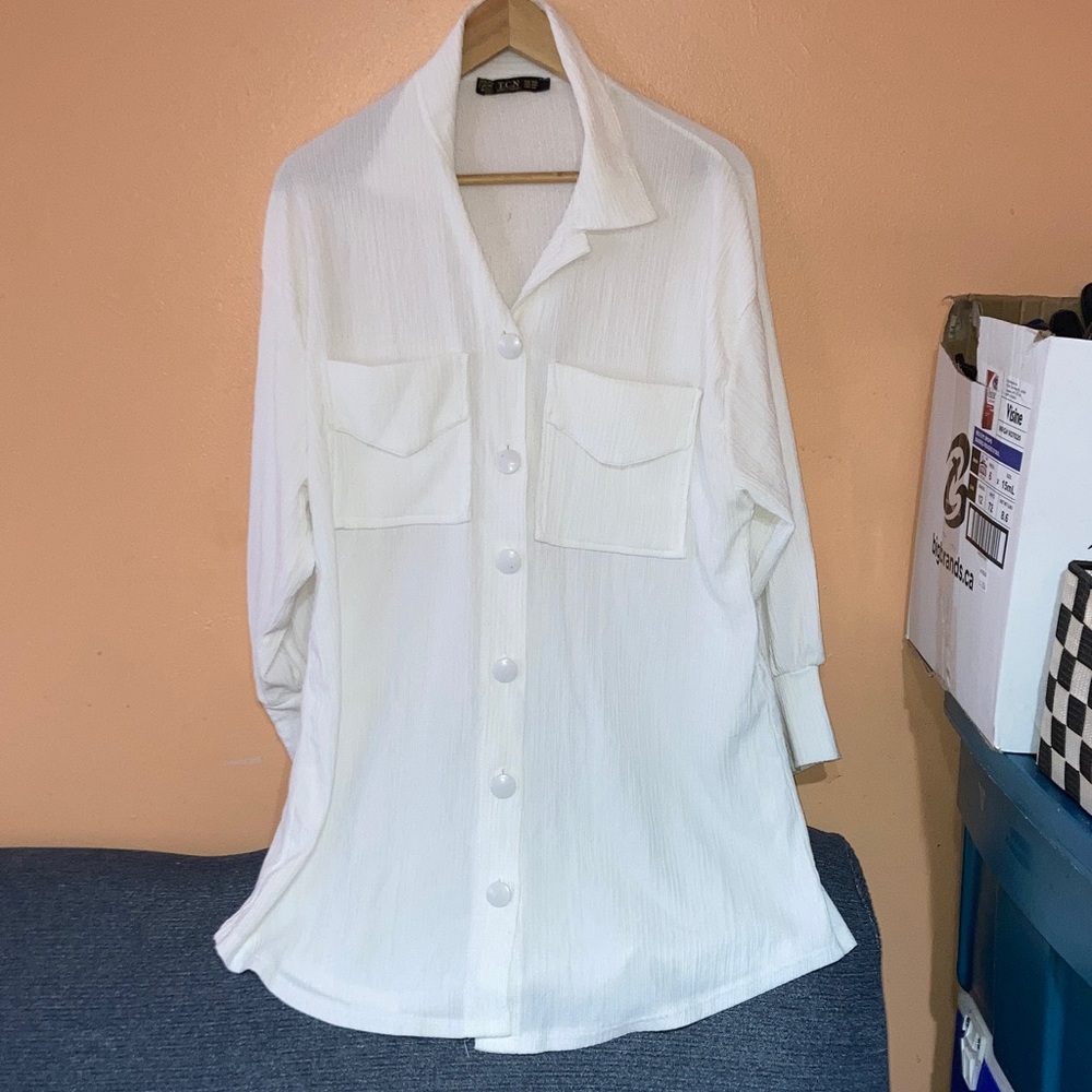 Luxe Button-Down Pocket Shirt - White